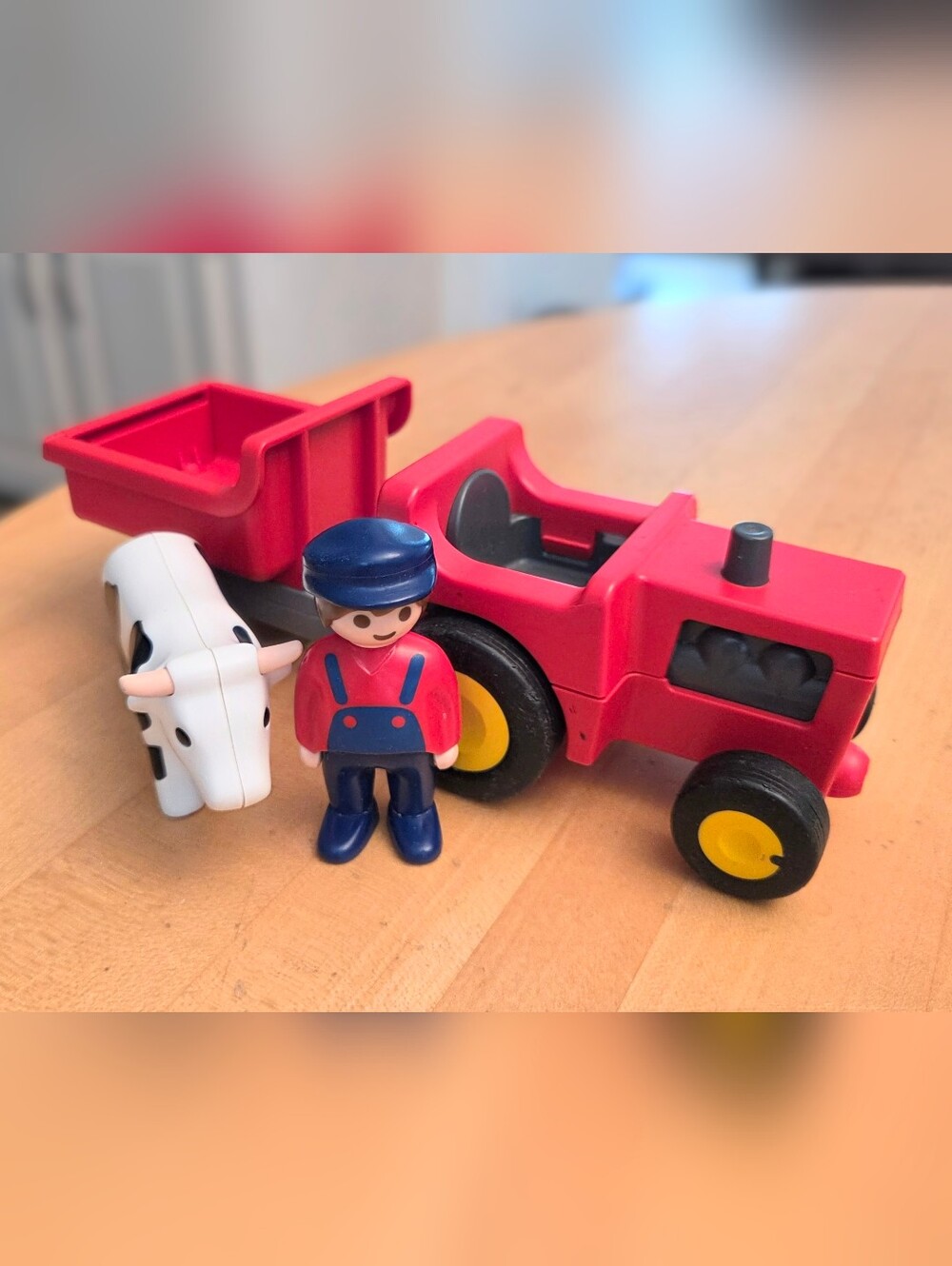 Playmobil 123 Animal Farm Life Add On Farmer Tactor Trailer Cow Toddler Baby Toy